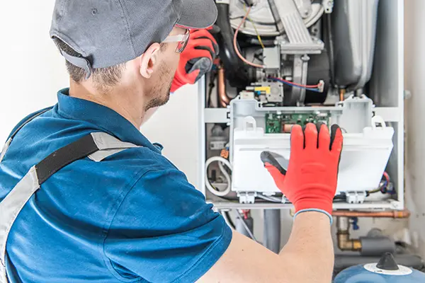 HVAC Technician working on a residential heating system